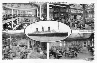 S/S Berengaria - Dining Saloon, Smoking Room, Palm Court and the Lounge