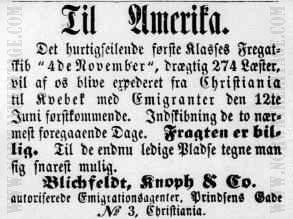 Newspaper announcement 1868