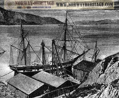 The Norwegian emigrant ship NORDEN at Drammen