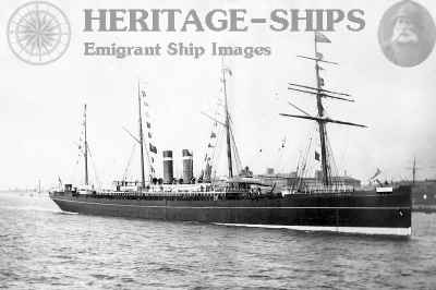 Allan Line steamship Parisian on the Mersey, Liverpool - as she appeared before she was rebuilt in 1899