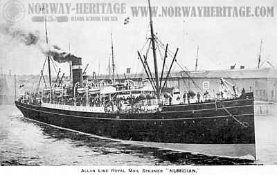 The Allan Line steamship Numidian with passengers on deck