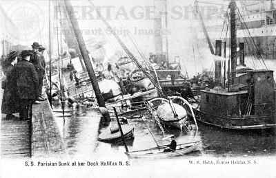 Allan Line steamship Parisian - sunk at Halifax 1905