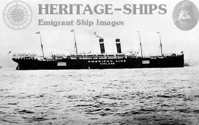 Finland, emigrant steamship in American Line service
