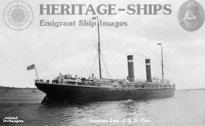 St Paul, American Line steamship - departing Southampton