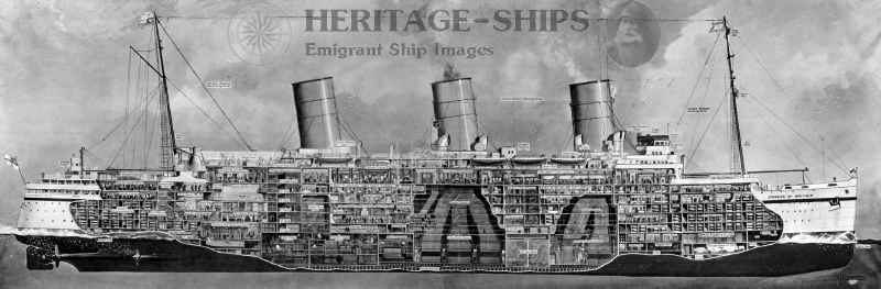 Empress of Britain (2), Canadian Pacific Line steamship, cross sectional view