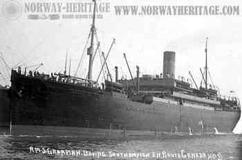 The steamship Grampian departing Southampton