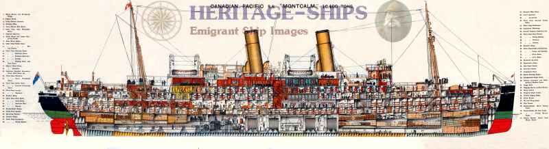 Montcalm (2) - Canadian Pacific Line steamship, cross sectional view