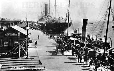 Saxonia, Cunard Line steamship - at the landing stage, Liverpool