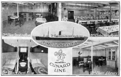 Lancastria, Cunard Line steamship - 3rd class accommodation