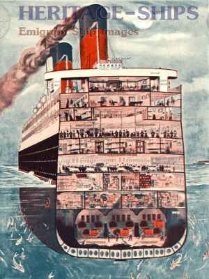 Caronia - Cunard Line steamship, sectional view