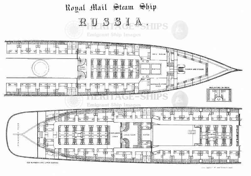 Russia, Cunard Line steamship - cabin plan
