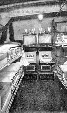 Saxonia (1) - Ivernia, 2nd class 4 berth state room, this image was printed in an old promotional booklet