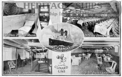 Carmania, Cunard Line steamship, 3rd class interiors