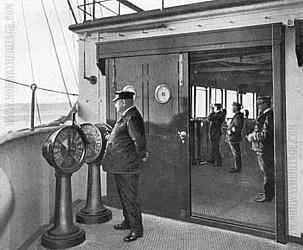 S/S Mauretania, on the bridge