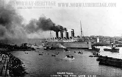 Cunard Line steamship, leaving the Tyne after lauch