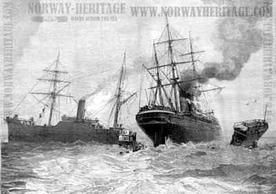 The Cunard Line steamship  Umbria collision in 1888