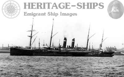 Vancouver, Dominion Line steamship - pre 1892 with two funnnels
