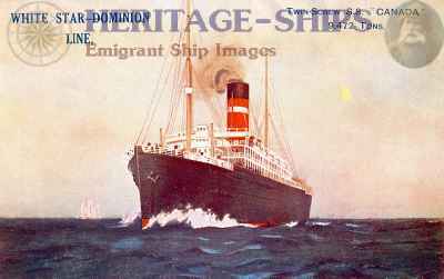 Canada, Dominion Line steamship, White Star - Dominion Line joint service to Canada