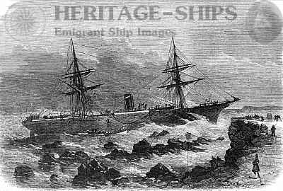 Chicago, Guion Line steamship stranded off Cork Harbor 1868