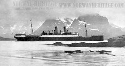 S/S Blucher of the Hamburg America Line on a cruise along the Norwegian coast to Spitzbergen