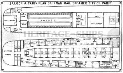City of Paris (1), Inman Line steamship - cabin plan