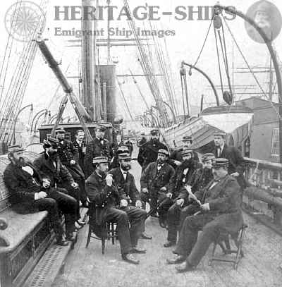 Mosel, Norddeutscher Lloyd steamship, officers gathered on deck