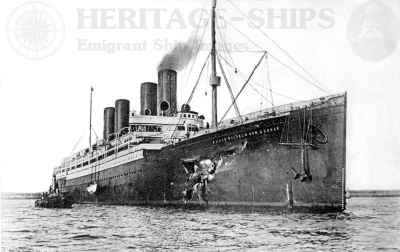 Kaiser Wilhelm der Grosse, Norddeutscher Lloyd steamship - At Cherbourg after the collision with the Orinoco