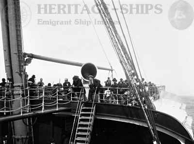 Kaiser Wilhelm der Grosse - steerage passengers on the fore deck