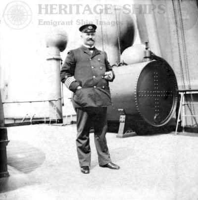 Kaiser Wilhelm der Grosse - Captian Otto Cuppers posing on the bridge deck of the steamer on a voyage in April 1904
