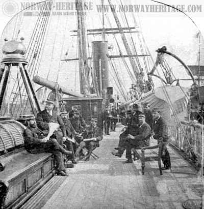 Hermann, Norddeutscher Lloyd steamship, officers gathered on the after-deck