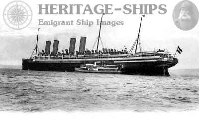Kaiser Wilhelm II (2) calling at Cherbourg, France with the tender Lloyd alongside.