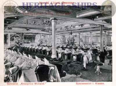 Kronprinz Wilhelm, Norddeutscher Lloyd steamship - 1st class Dining saloon