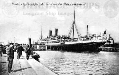 Barbarossa - Norddeutscher Lloyd steamship, departing Bremerhaven