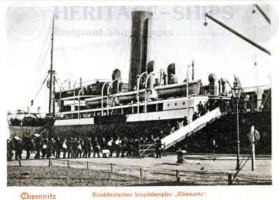 Chemnitz, passengers embarking the steamship