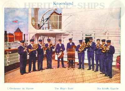 Kroonland, Red Star Line steamship - the ship's band