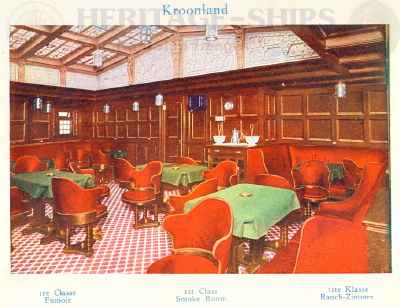 Kroonland, Red Star Line steamship -  1st class smoke room
