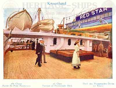 Kroonland, Red Star Line steamship - 2nd class promenade deck