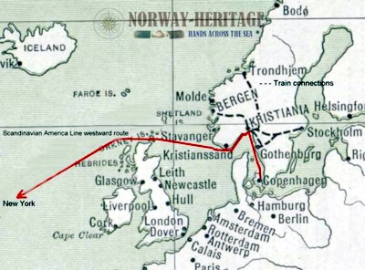 Scandinavian America Line westward route