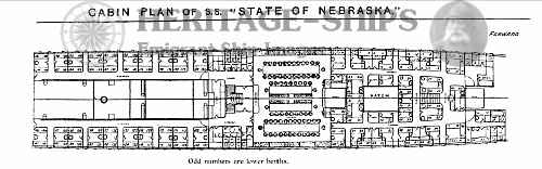 State of Nebraska, Allan & State Line steamship - cabin plan