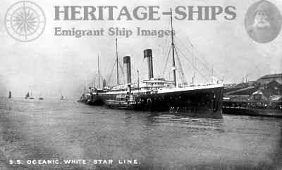 Oceanic (2), White Star Line steamship - at the landing stage, Liverpool
