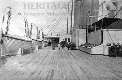 Baltic (2) - old snapshot showing passengers on the upper promenade deck in 1905