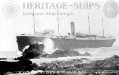 Suevic, White Star Line steamship - stranded at the Lizard 1907