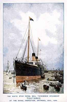 Teutonic, White Star Line steamship at the Naval Inspection, Spithead, Aug., 1889