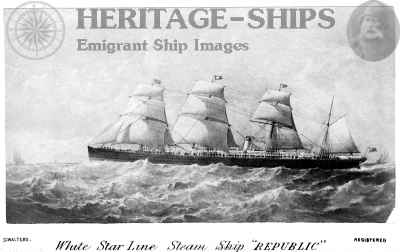 Republic (1), White Star Line steamship - with sails