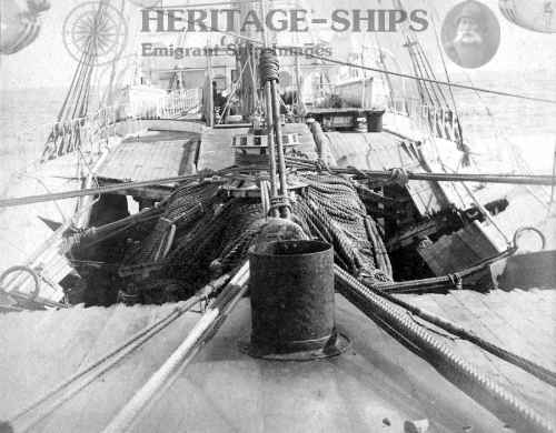 Coptic - damages from bow 1898 - White Star steamship (chartered to the Occidental & Oriental Co.)