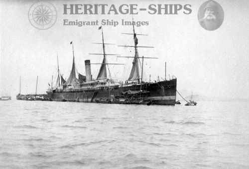 Coptic at Hong Kong Feb. 1898 - White Star steamship (chartered to the Occidental & Oriental Co.)