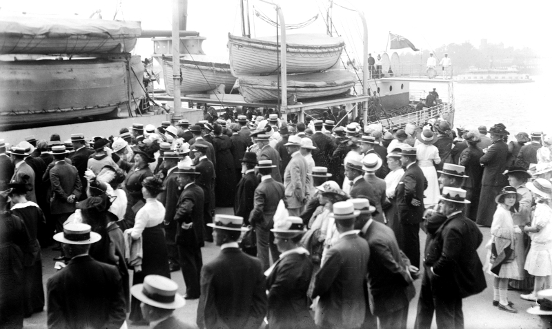 Baltic (2) - departing New York Aug. 27, 1914 with less then 100 passengers, most of them were Red Cross nurses