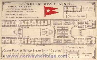 Cabin plan of the White Star Line steamship Celtic