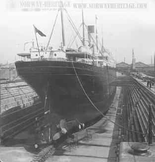 Allan Line steamship Corinthic in dry dock