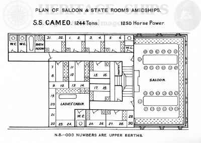 Camoe - Wilson Line steamship, cabin plan